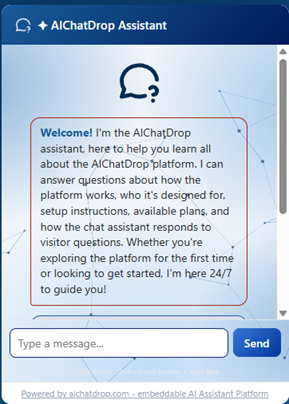 A chat window on a website, answered by software rather than a person